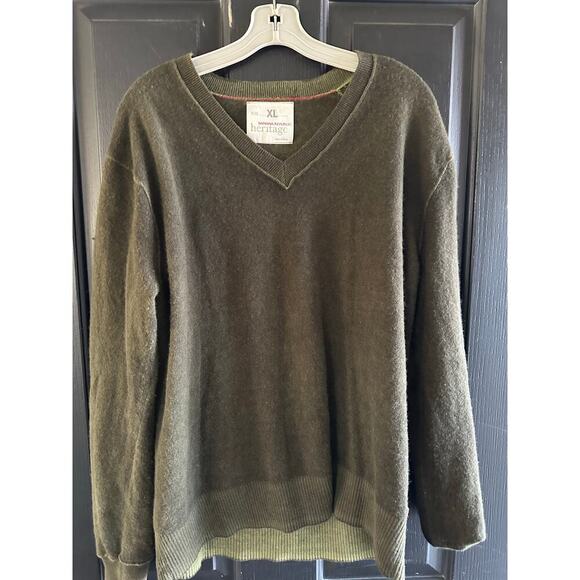 Banana Republic Heritage Olive Green 100% Wool V-Neckline Sweater Size XL - Picture 1 of 7